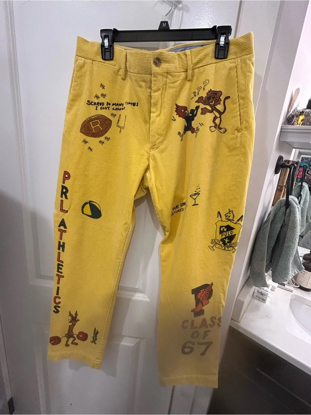 Polo by Ralph Lauren Yellow Corduroy Graphic 'Class of 67' Pants - Picture 2 of 7